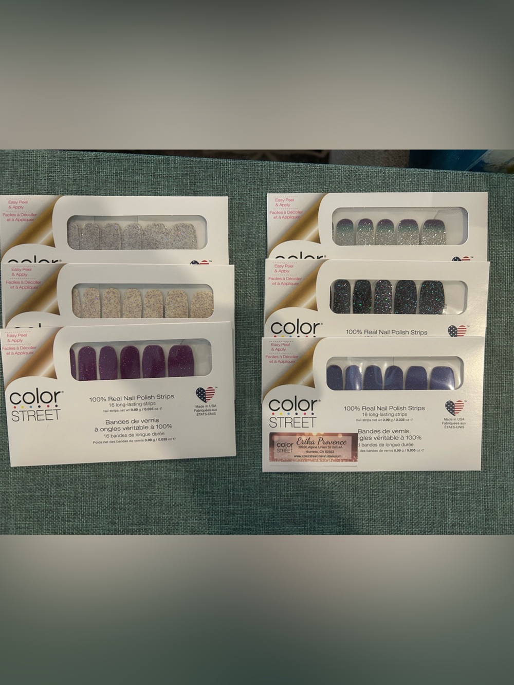 Color Street Nail Polish Strips Lot of 6 NEW Sealed Purple Blue Glitter